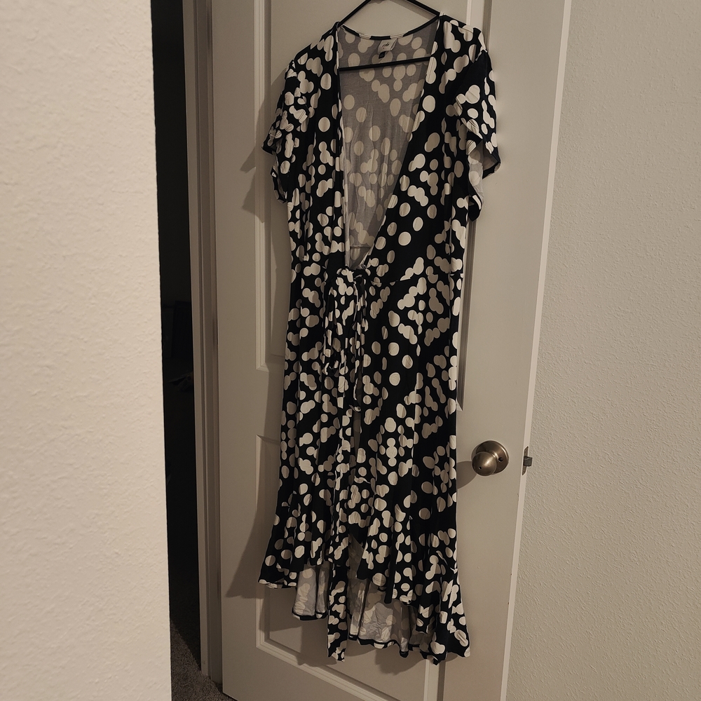 CAbi Black and White High Low Dress